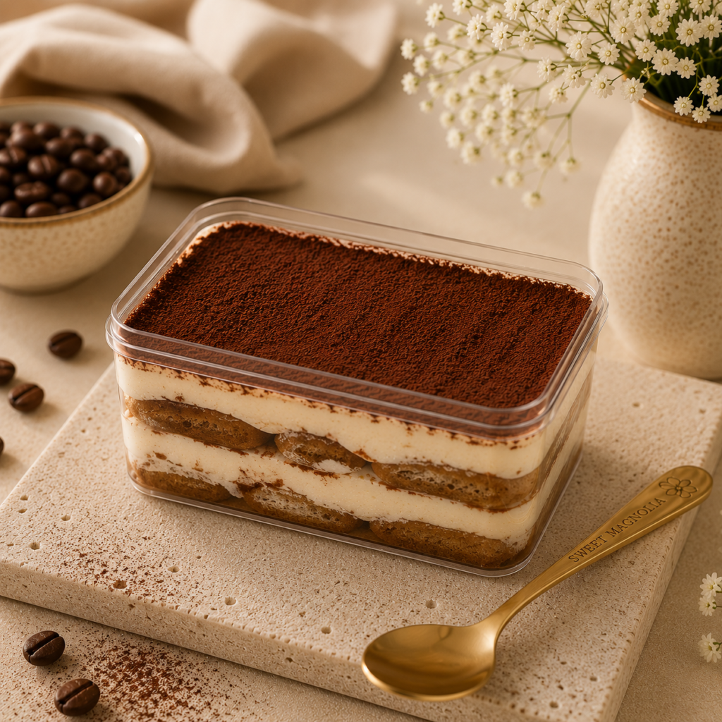 Egyedi tiramisu desszertdoboz ajándékba – Sweet Magnolia Budapest