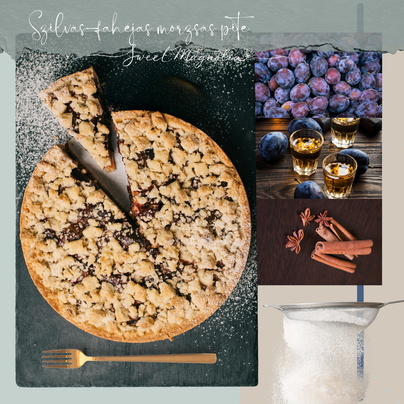 Szilvás-fahéjas morzsás pite – Sweet Magnolia kézműves sütemény Budapesten