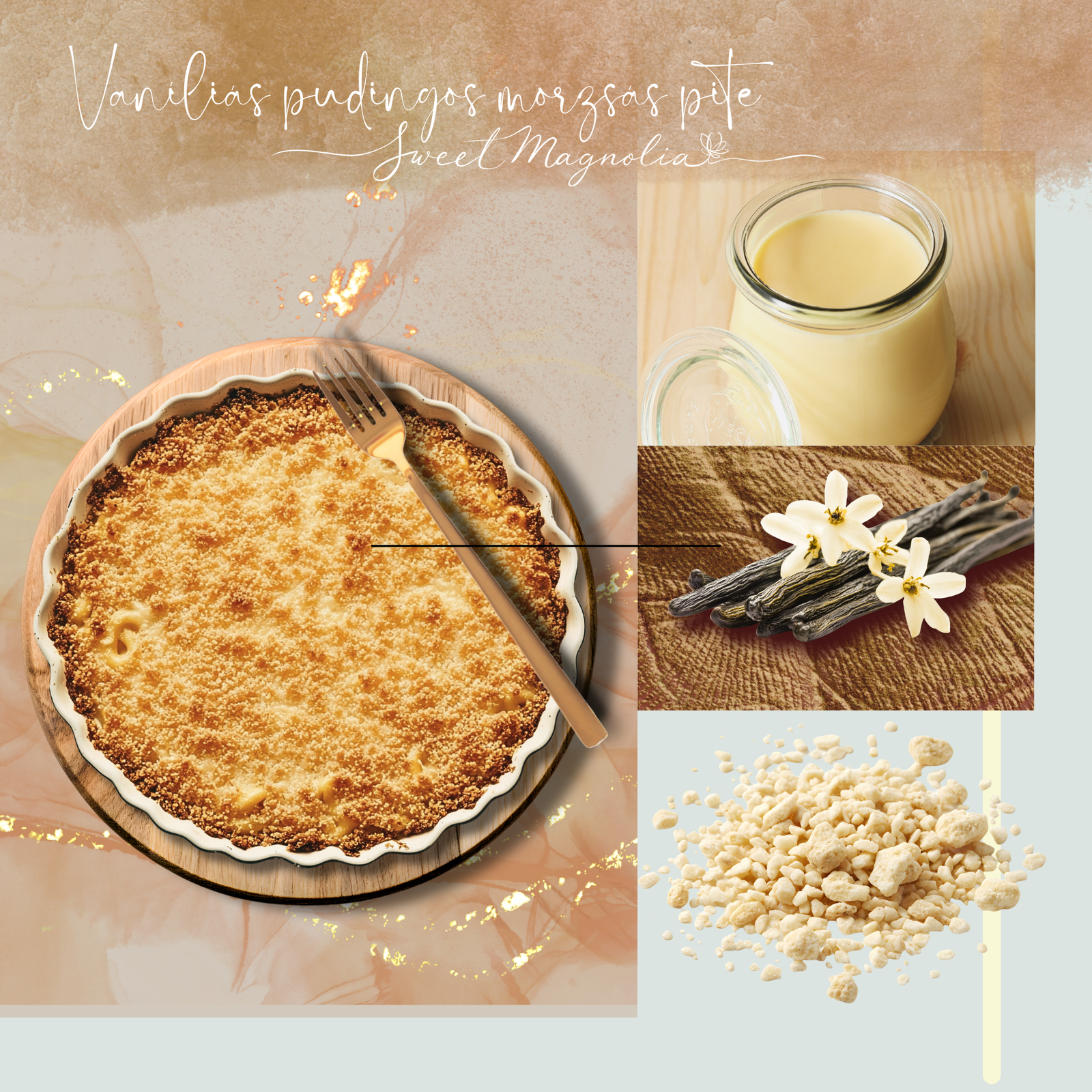 Vaníliakrémes morzsás pite – Sweet Magnolia kézműves sütemény Budapesten
